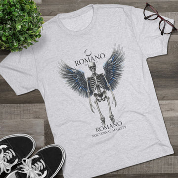 Nocturnal Majesty Skeleton Tee - Unisex Tri-Blend Crew Shirt, Halloween, Gothic Fashion, Casual Wear, Unique Gift