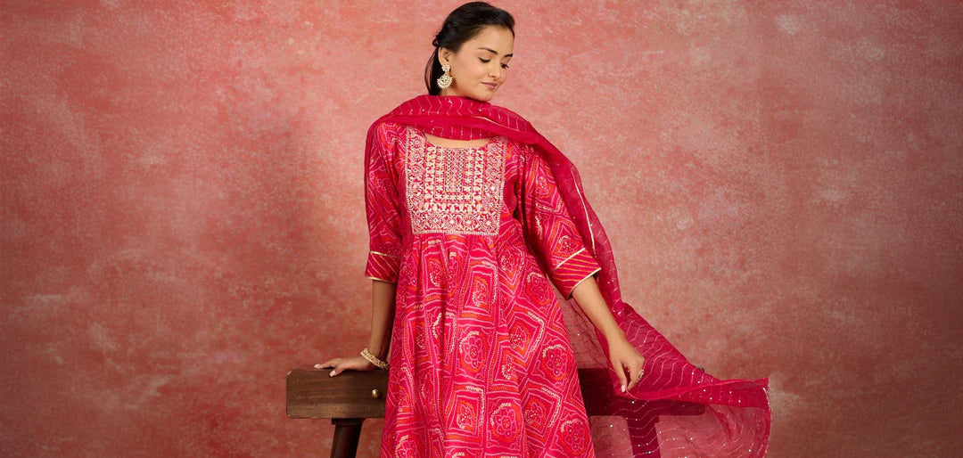 Steal The Spotlight with Stylish Bandhani Dress Patterns