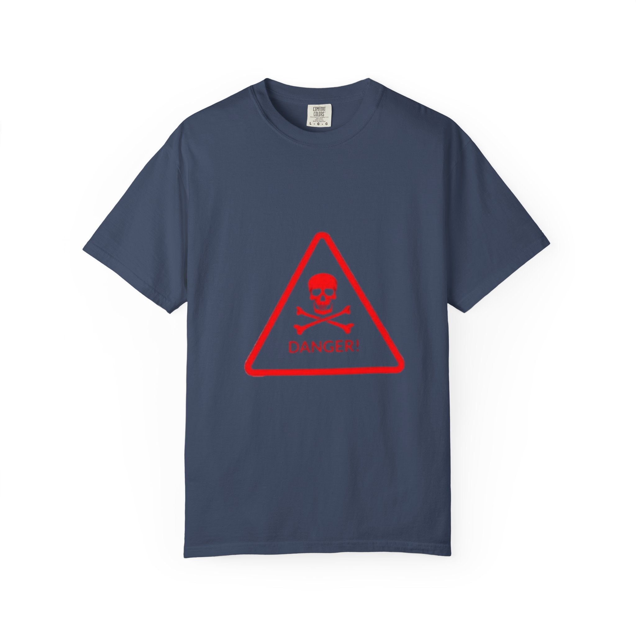 Danger Skull Warning T-Shirt — Red Hazard Sign Graphic Tee