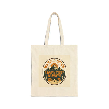 Adventure Tote Bag - "Wander Often, Adventure Always" Cotton Canvas Market Tote
