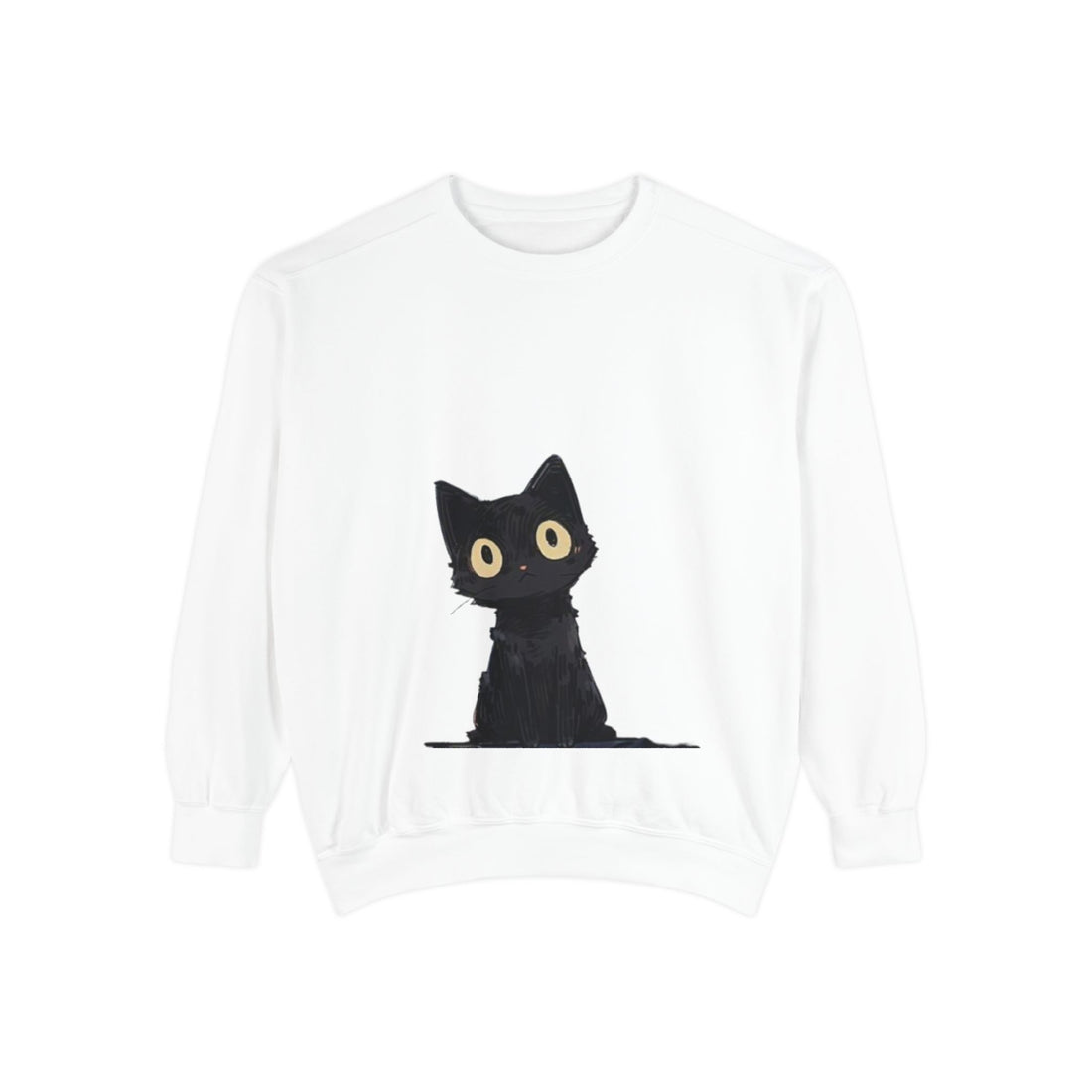 Cute Black Cat Crewneck Sweatshirt — Playful Kitty Pullover for Cat Lovers