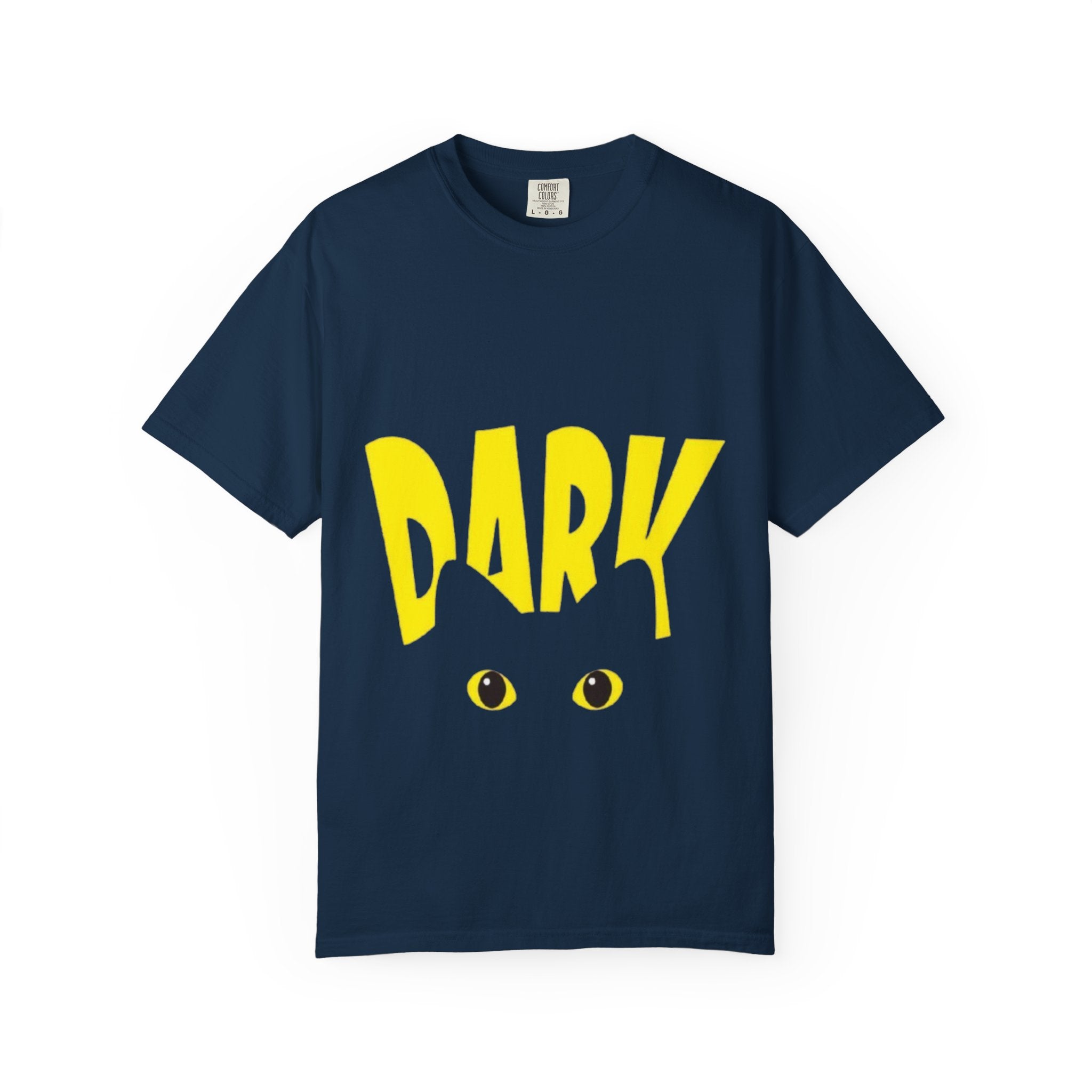 Dark Cat T-Shirt — Graphic Halloween Tee with Yellow Cat Eyes