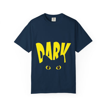 Dark Cat T-Shirt — Graphic Halloween Tee with Yellow Cat Eyes
