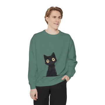 Cute Black Cat Crewneck Sweatshirt — Playful Kitty Pullover for Cat Lovers
