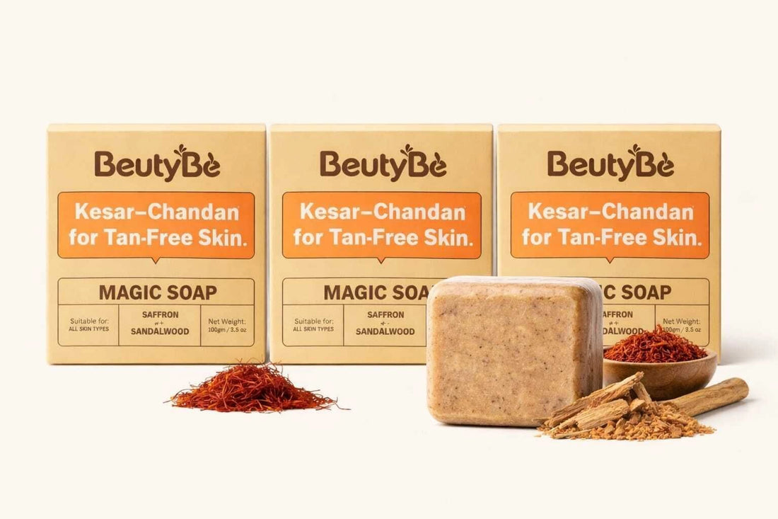 Kesar Chandan Magic Soap — Tan Removal & Skin Brightening (Pack of 3, 300g)