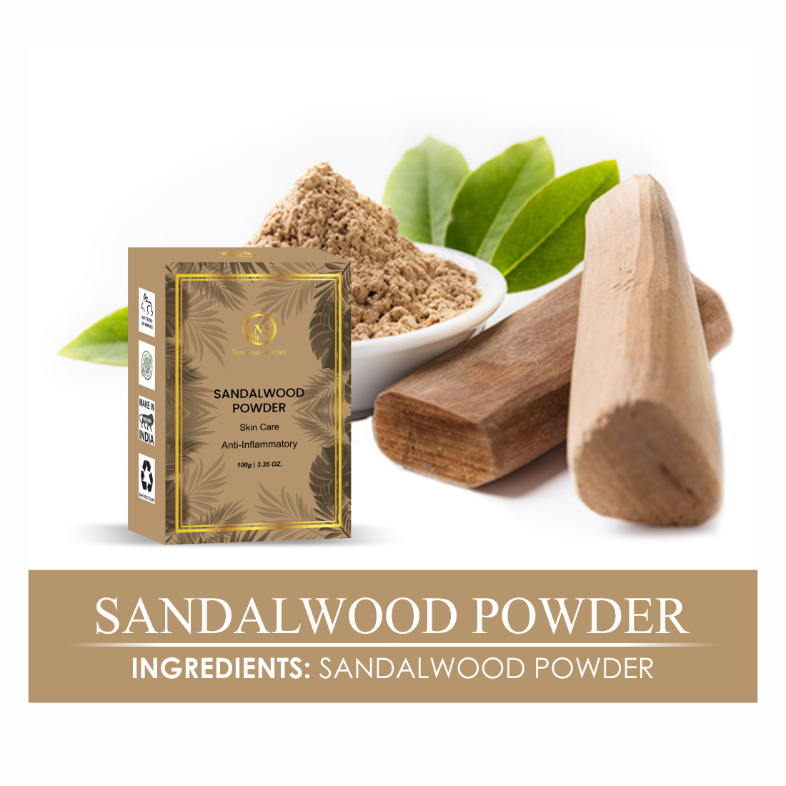 Sandalwood(Chandan) Powder for De Tan, Glowing skin & Ageing Marks - 100gm