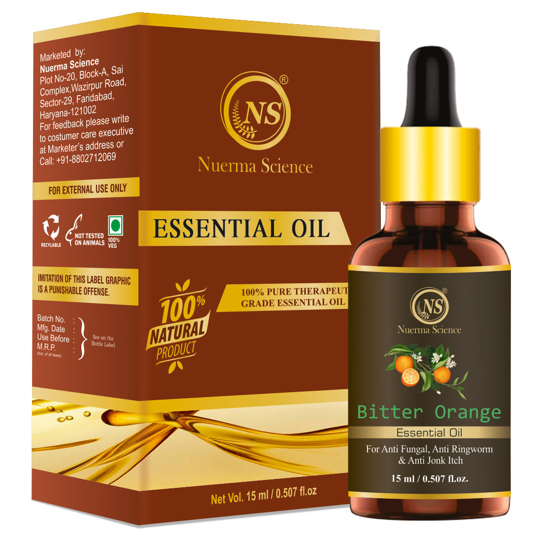 Bitter Orange Essential Oil For Anti Fungal & Aromatherapy - 15ml
