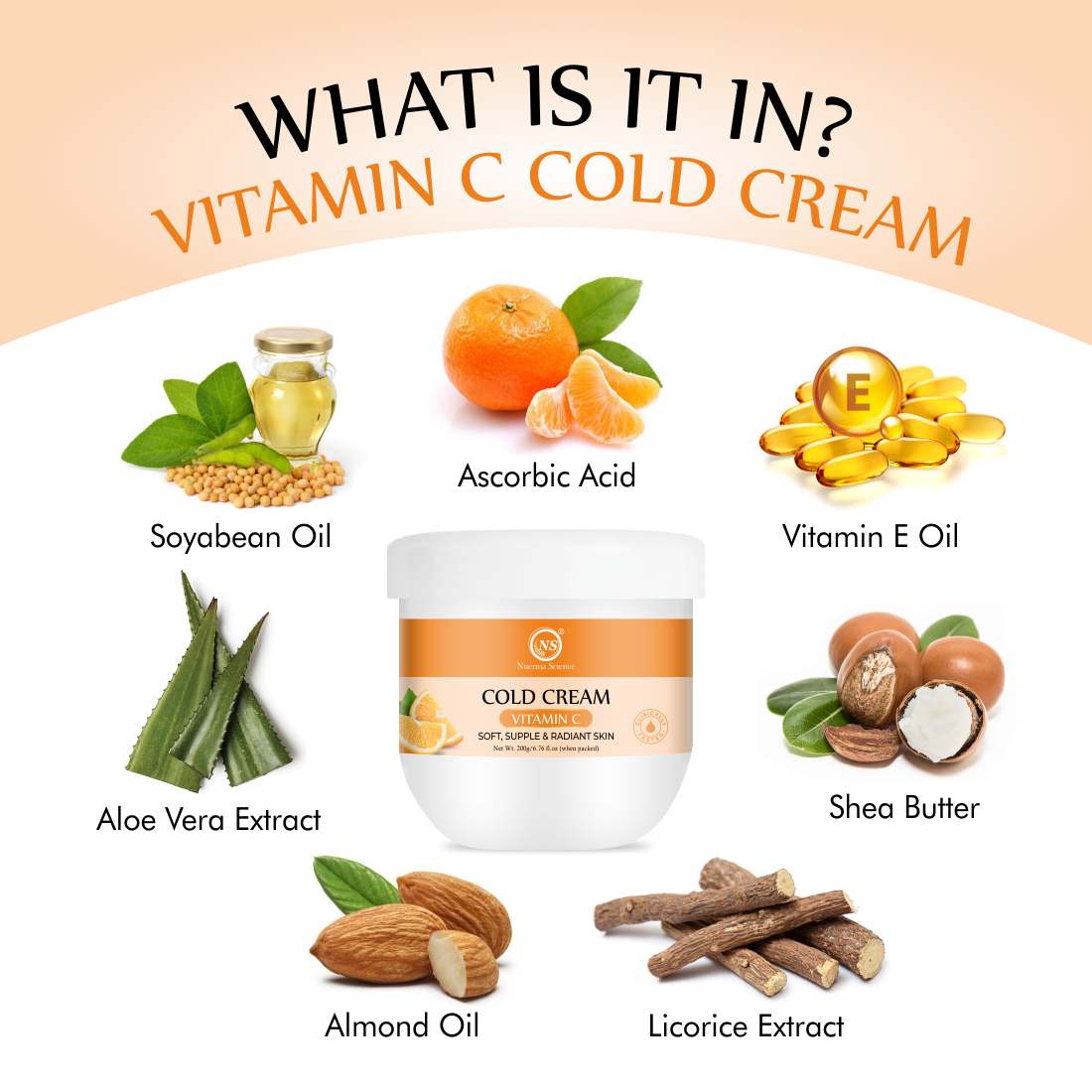 Vitamin C Cold Cream for Nourishing & Glowing Skin - 200gm