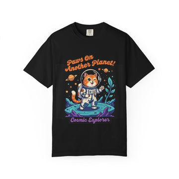 Cosmic Cat T-Shirt - Paws On Another Planet, Cute Space Tee, Cat Lover Gift, Unisex Graphic Tee, Astronaut Cat Shirt, Fun Casual Wear