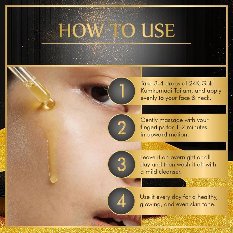 Kumkumadi Tailam with 24K Gold Flakes — Face Serum for Glowing Skin (30ml)