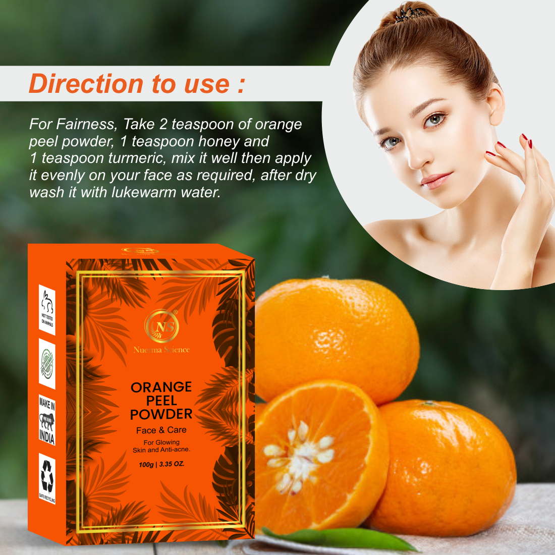 Orange Peel Powder For Glowing Skin & Anti Acne - 100gm