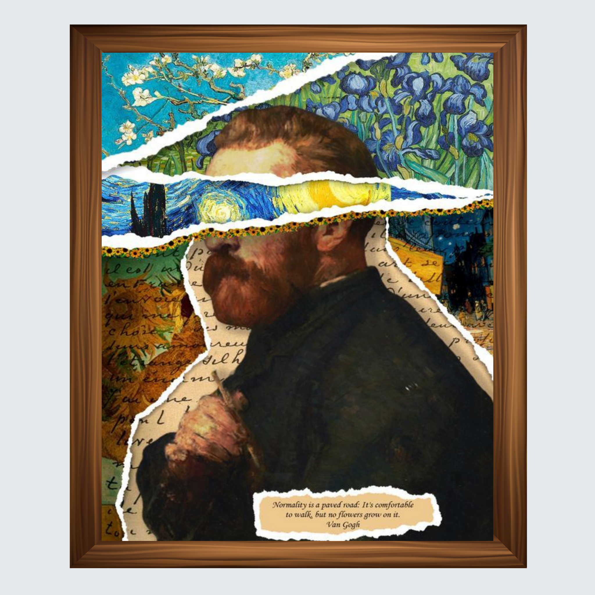 Fragments of Genius – Van Gogh Collage Framed Art by Wisdom Creators