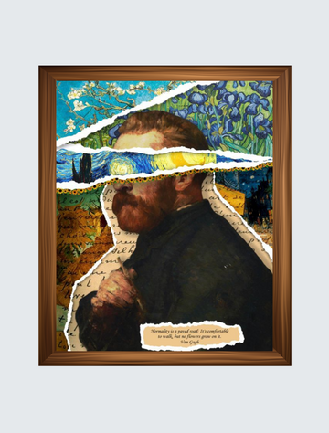 Fragments of Genius – Van Gogh Collage Framed Art by Wisdom Creators