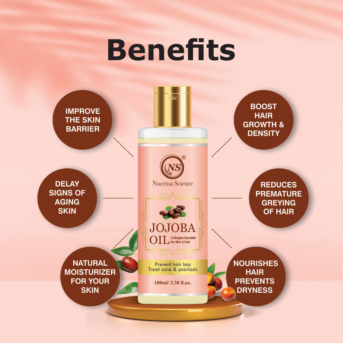 Jojoba Oil - Pure Cold Pressed for Hair & Skin (100ml)