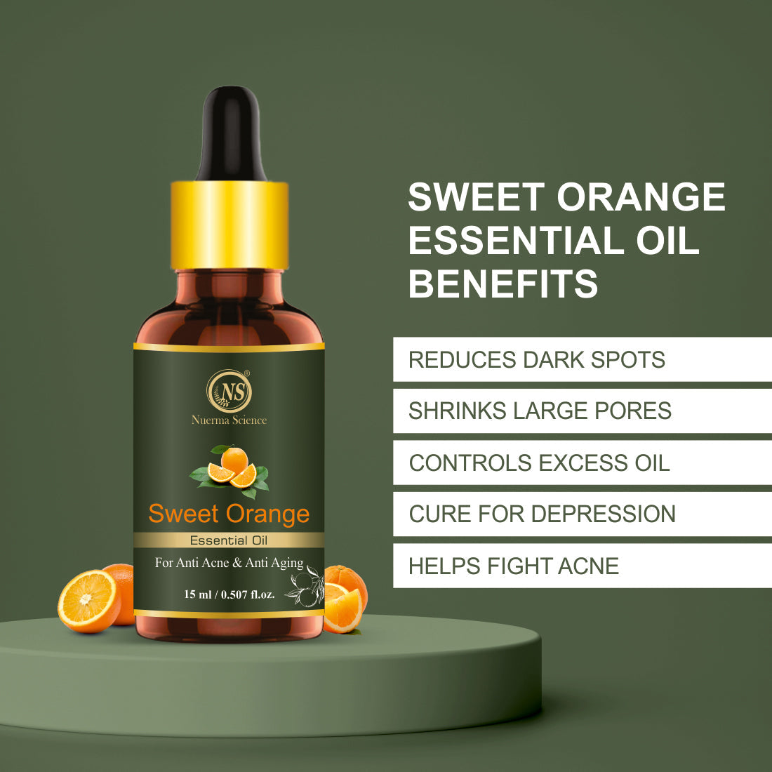 Sweet Orange Essential Oil for Anti-Acne & Anti-Aging - 15ml