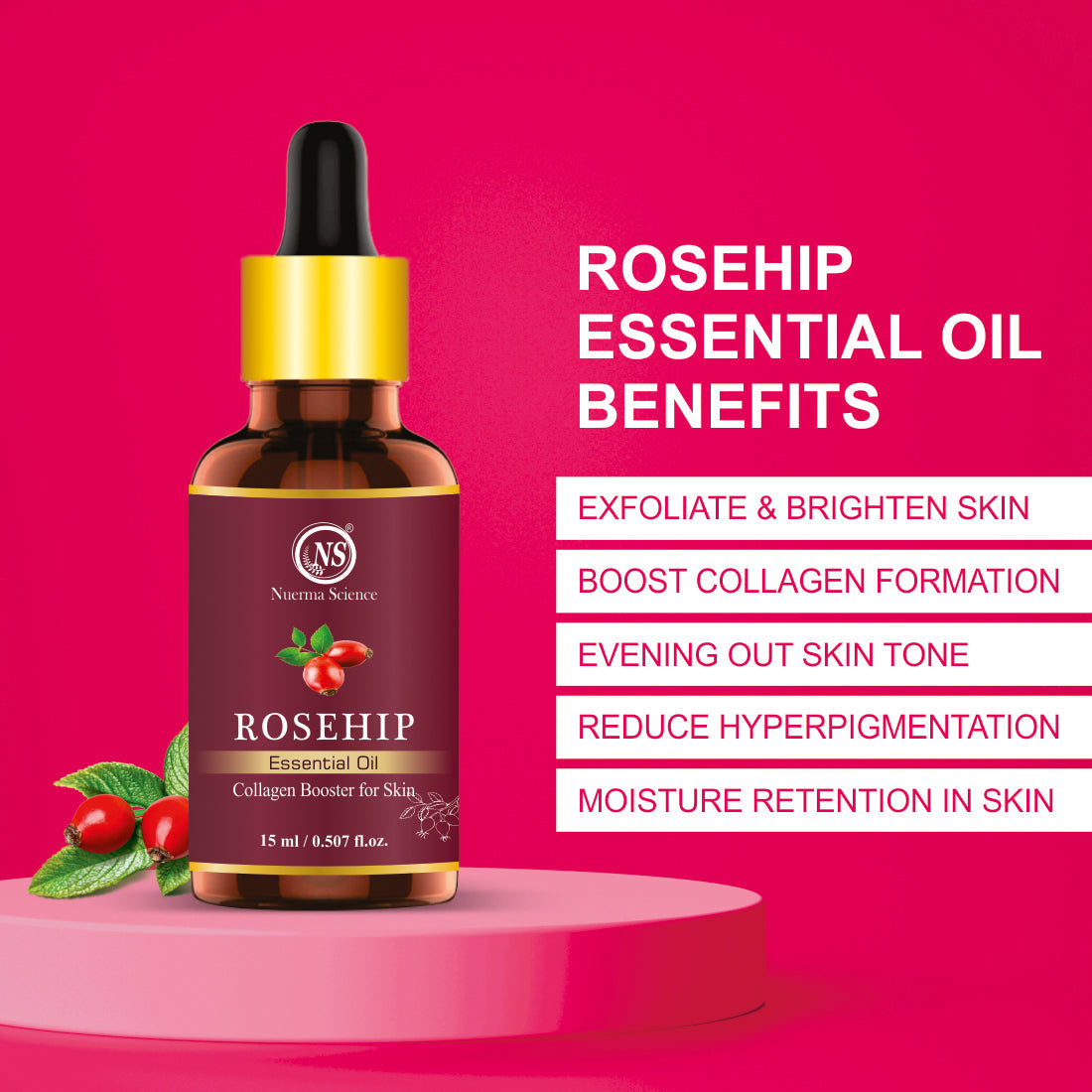 Rosehip Essential Oil For Anti-Aging - 15ml