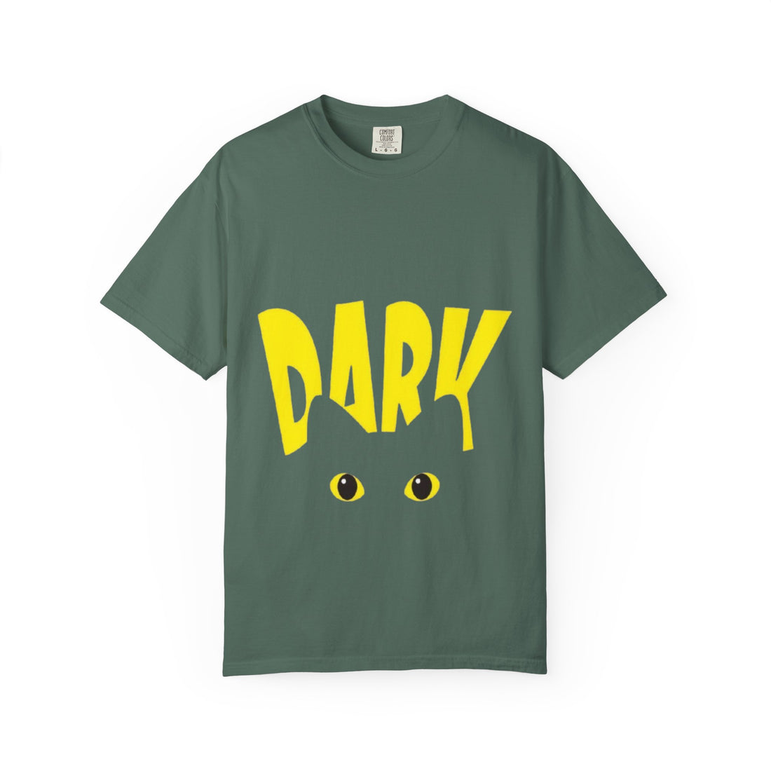 Dark Cat T-Shirt — Graphic Halloween Tee with Yellow Cat Eyes