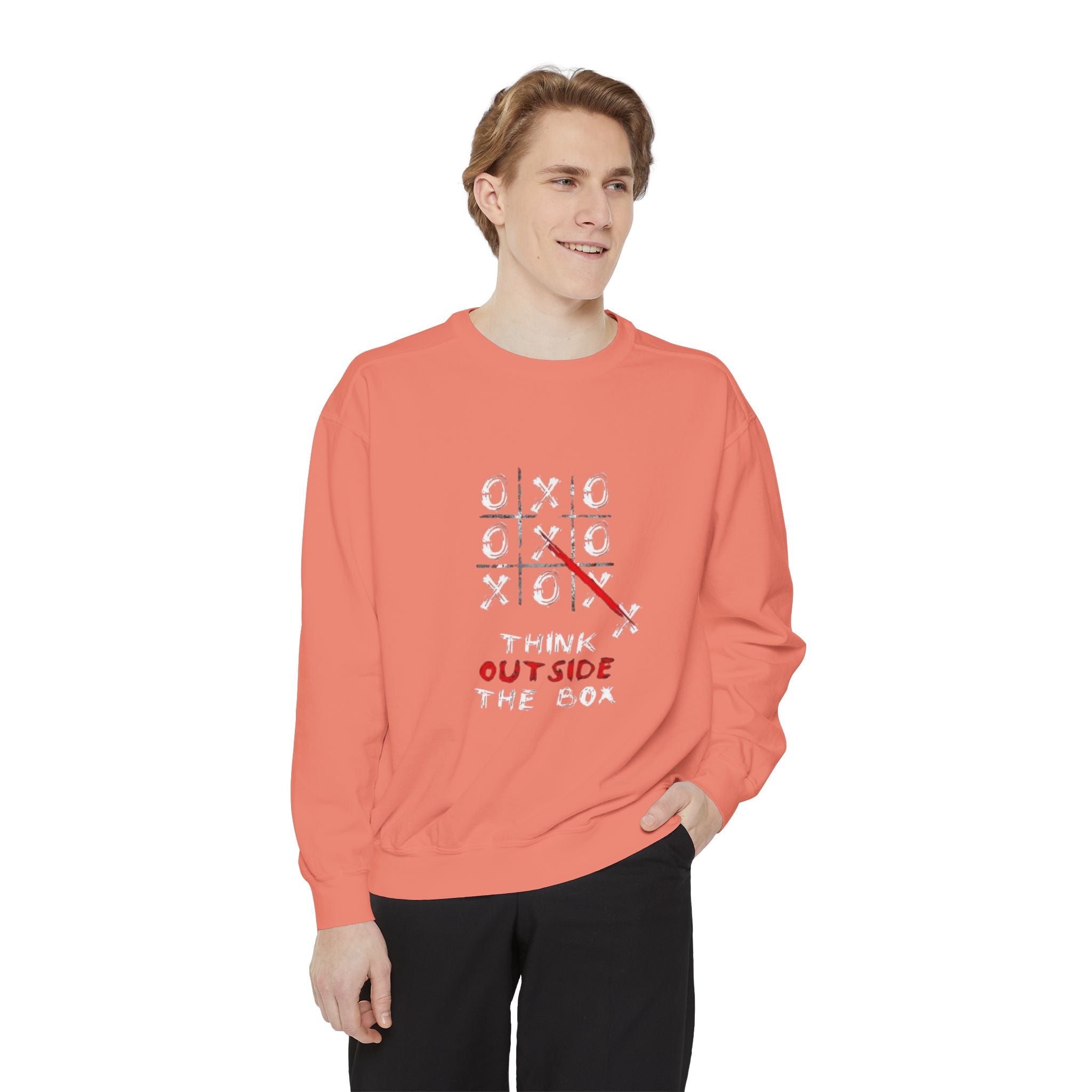 Think Outside the Box - Casual Garment-Dyed Sweatshirt