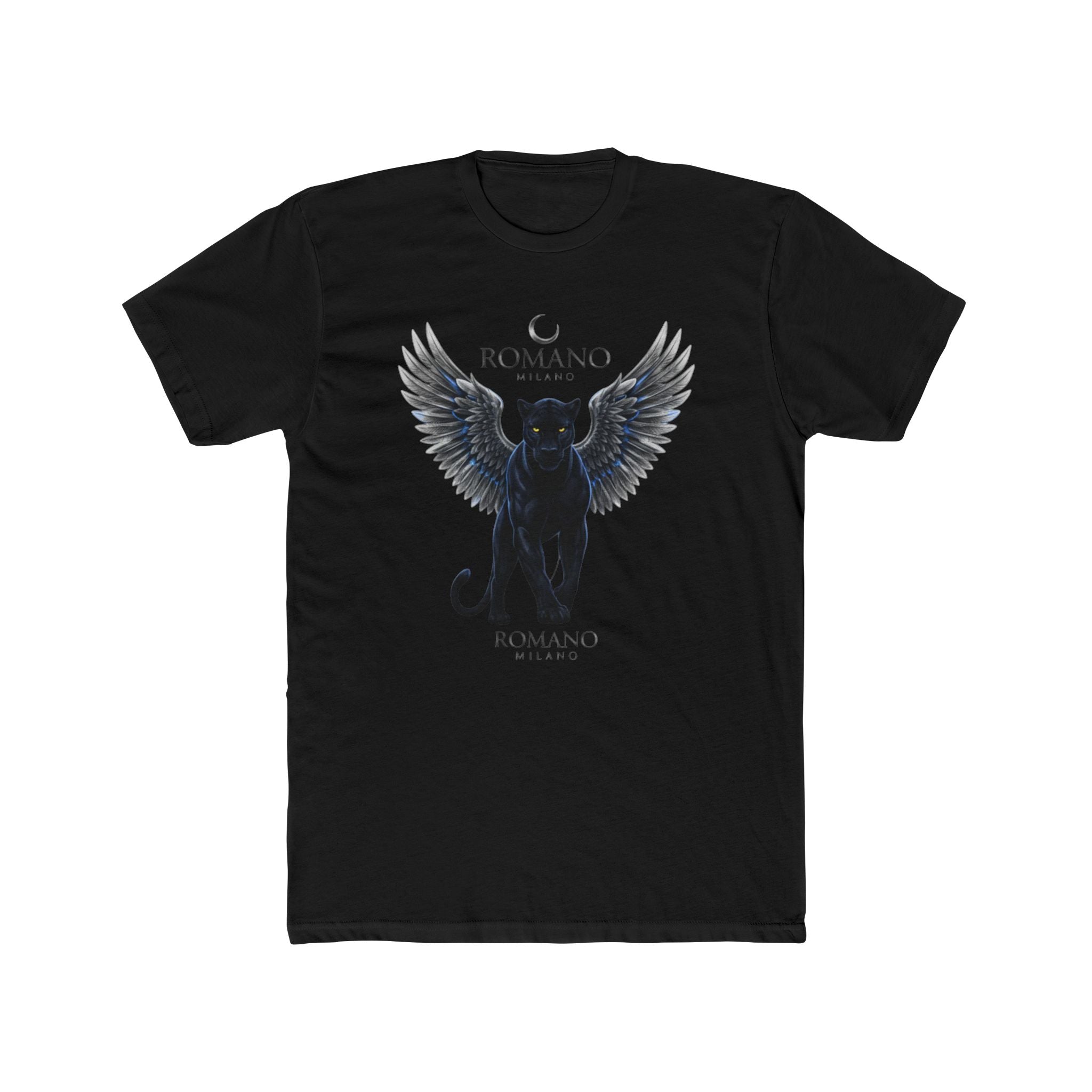 Romantic Black Cat Winged Unisex Cotton Crew Tee, Perfect for Cat Lovers, Gift for Birthdays, Casual Wear, Cozy Style, Unique Fashion