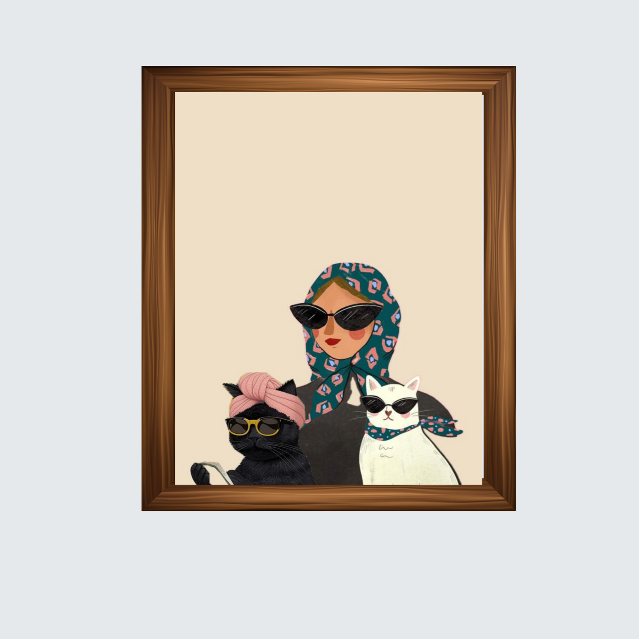 Sassy & Classy – Framed Art Print of Fashionista with Cats by Wisdom Creators