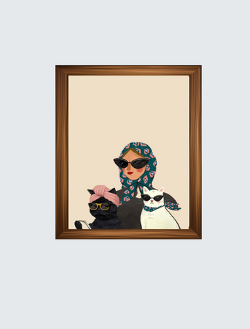 Sassy & Classy – Framed Art Print of Fashionista with Cats by Wisdom Creators