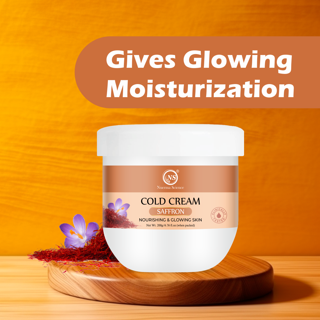Saffron Cold Cream For Nourishing & Glowing Skin - 200gm