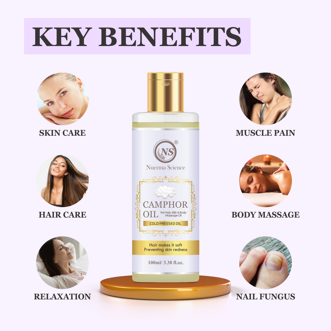 Camphor (Kapoor) Oil - Cold Pressed for Skin & Hair (100ml)