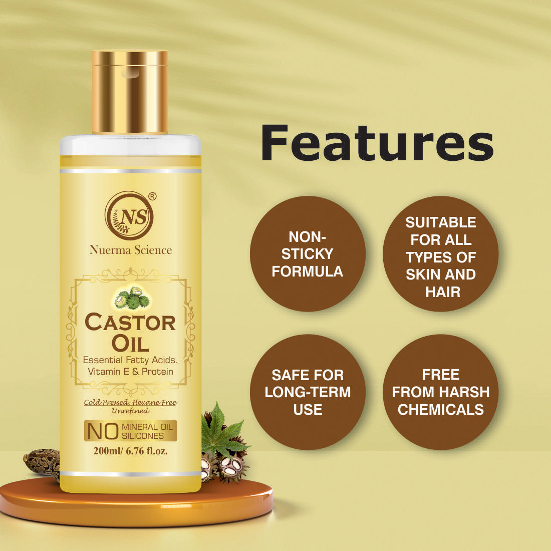 Castor Oil For Skin & Body | Hydrating & Soothing Massage Oil - 200ml