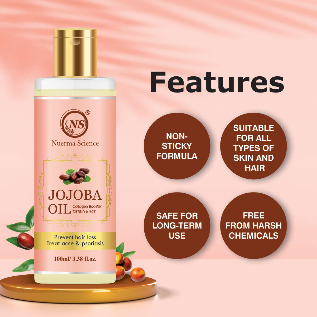 Jojoba Oil - Pure Cold Pressed for Hair & Skin (100ml)