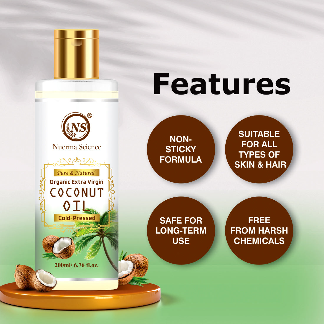 Coconut Pure Oil: Your Holistic Elixir for Body and Hair - 200ml