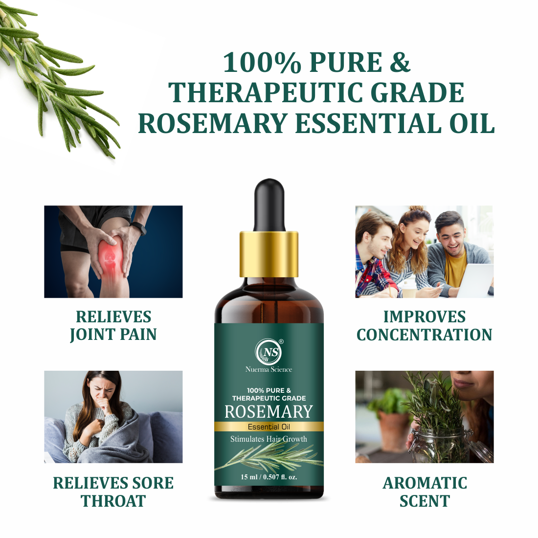Rosemary Essential Oil — Pure & Natural for Hair Growth & Scalp Care (50ml)
