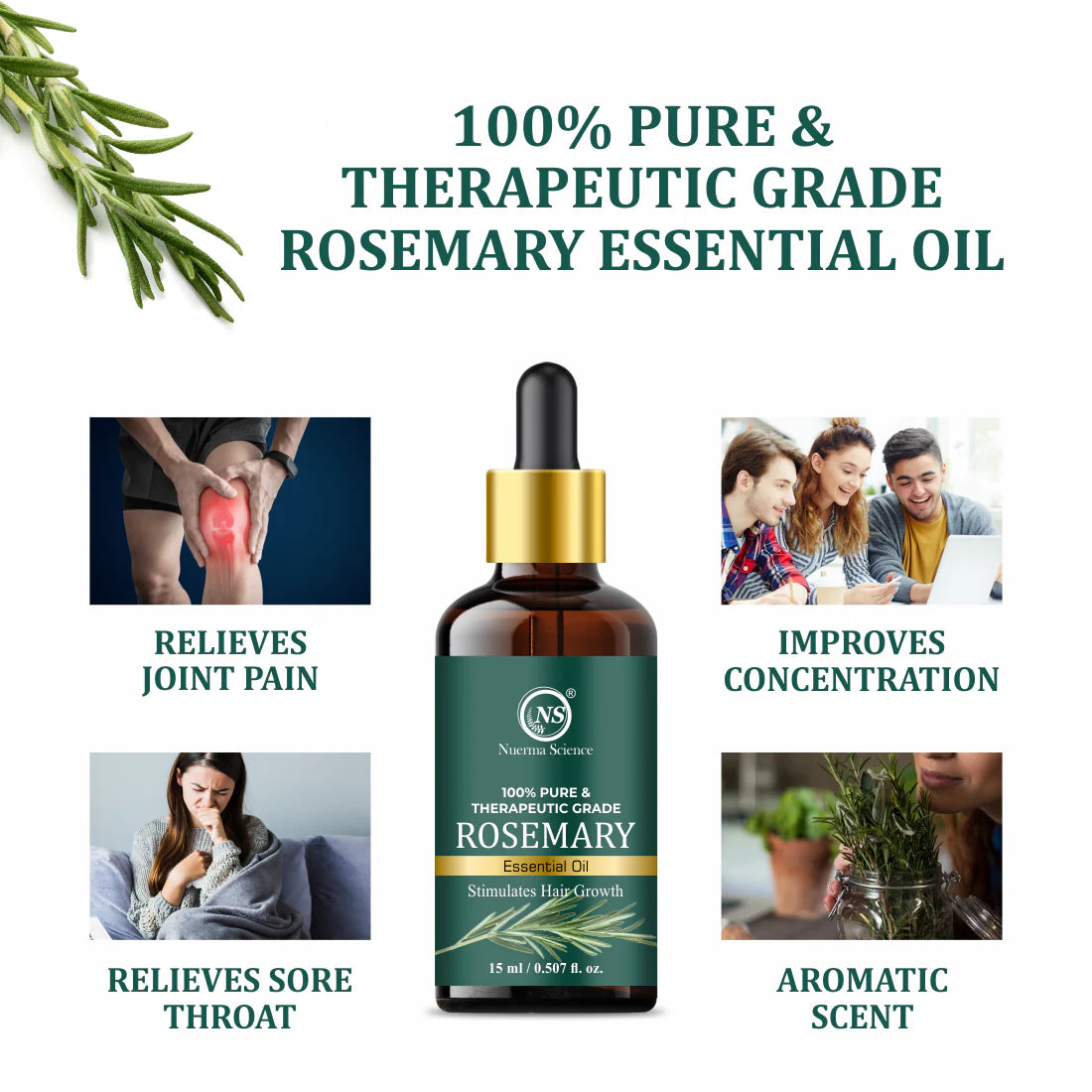 Rosemary Essential Oil | For Natural Skin Glow & Hair Growth - 15ml