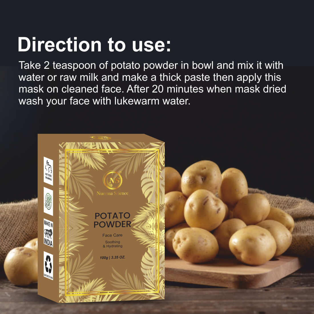 Potato Powder for Healthy Skin Lightening & Acne Spots - 100gm