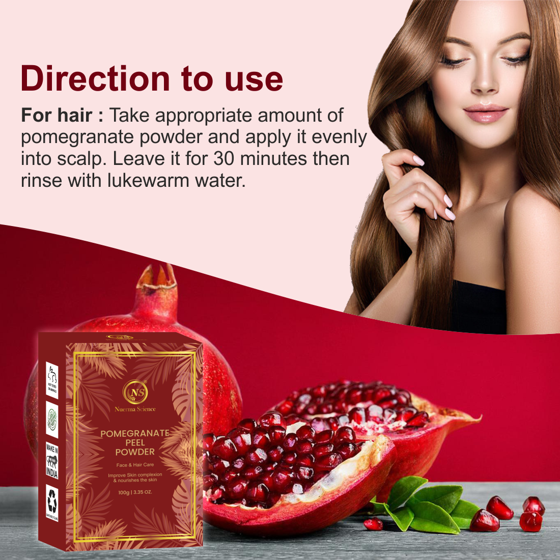 Pomegranate Peel Organic Powder For Skin & Hair - 100gm
