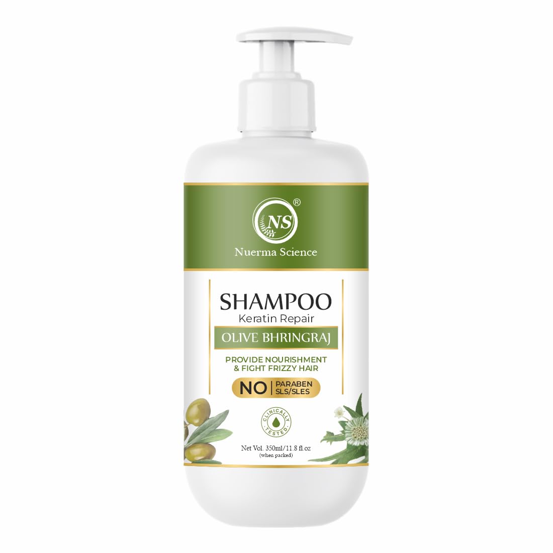 Keratin Repair Natural Hairfall Control Olive Bhringraj Shampoo - 350ml