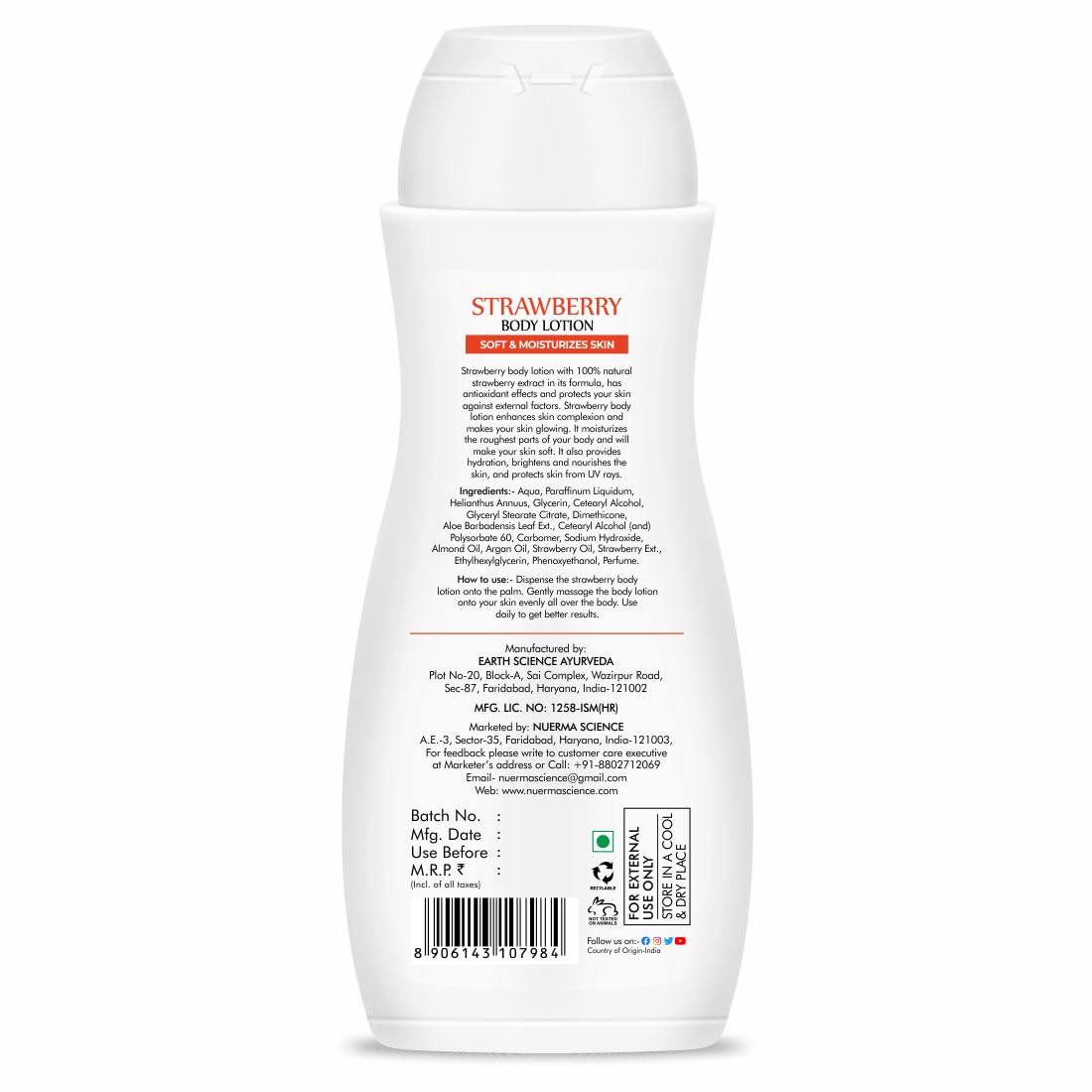 Strawberry Body Lotion for Deep Skin Hydration & Moisturization - 218ml