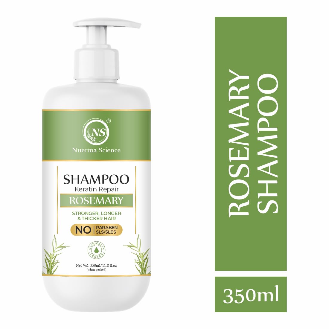Keratin Repair Rosemary Shampoo for Damaged, Dry & Frizzy Hair - 350ml