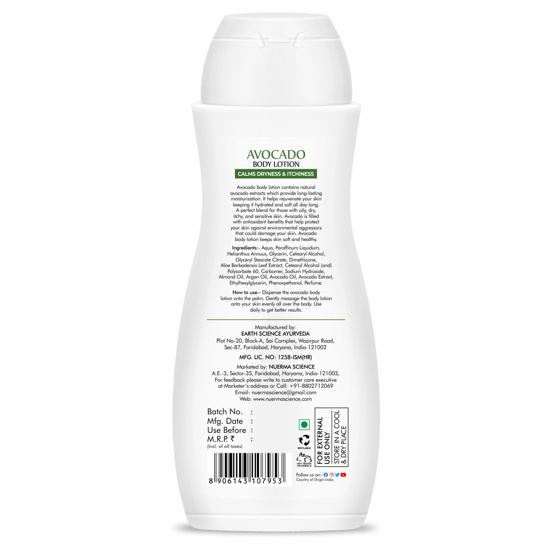 Avocado Moisturizing Body Lotion for Dry & Sensitive Skin with 24 hr Nourishment - 218ml