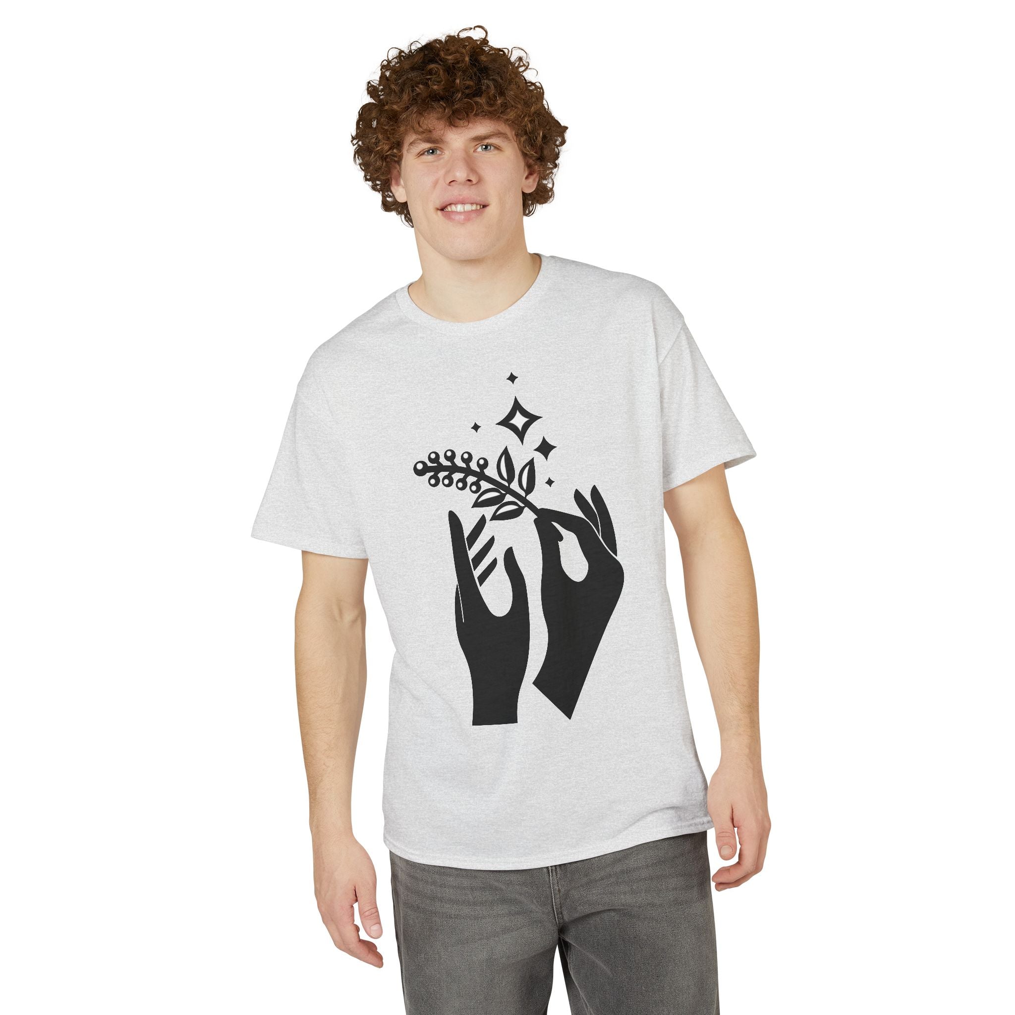 Unisex Creative Graphic T-Shirt - Floral Hands & Deal With It Design