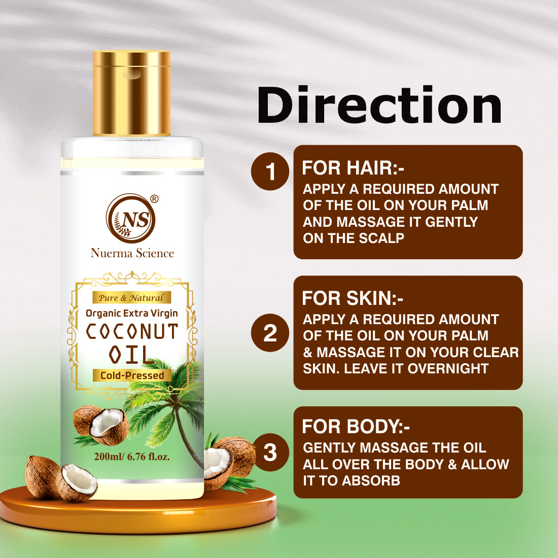Coconut Pure Oil: Your Holistic Elixir for Body and Hair - 200ml