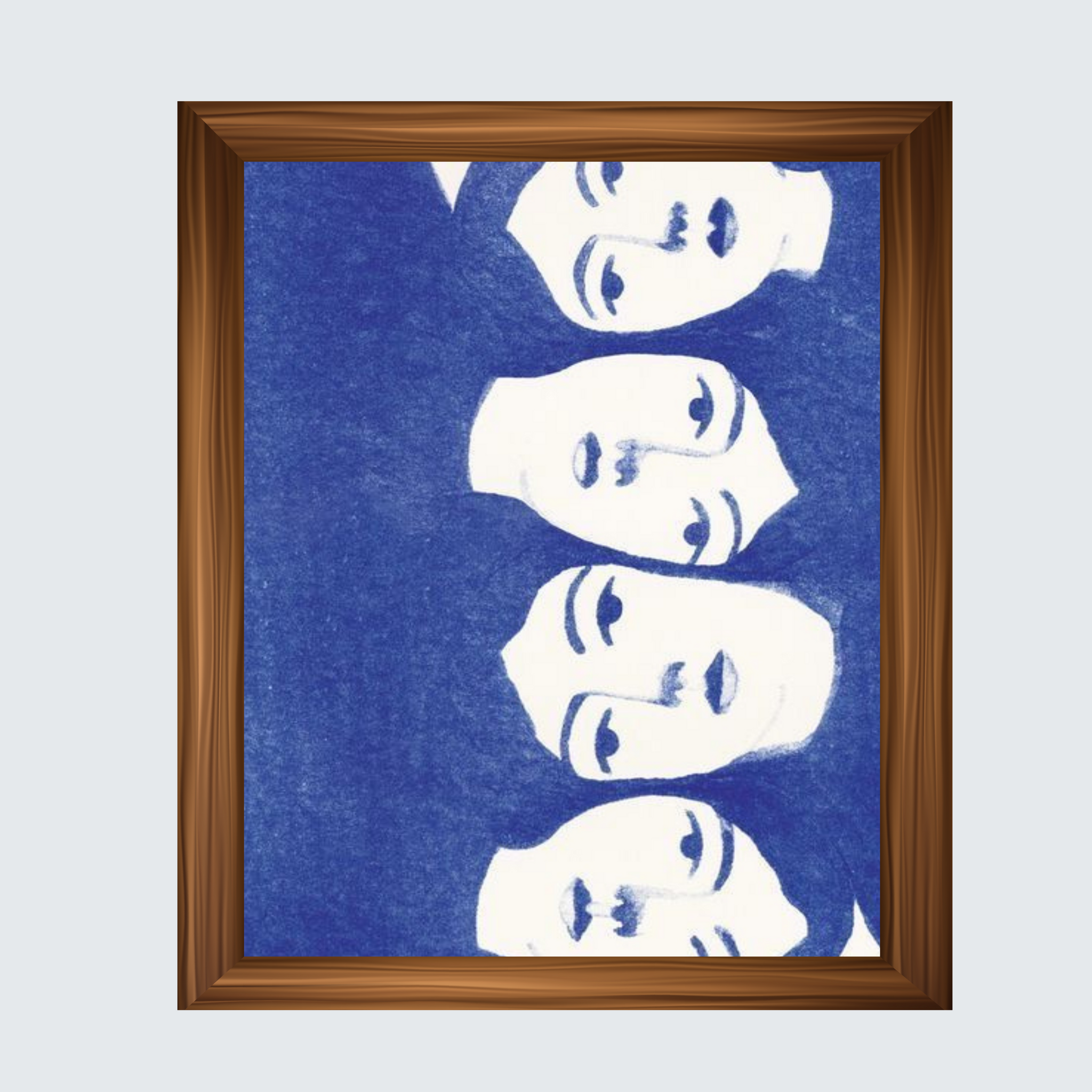 Echoed Expressions – Minimalist Blue Portrait Print by Wisdom Creators