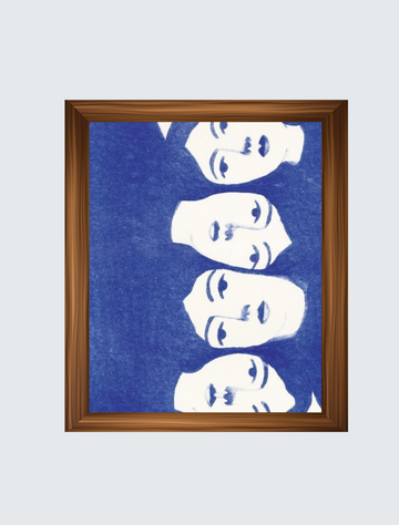 Echoed Expressions – Minimalist Blue Portrait Print by Wisdom Creators