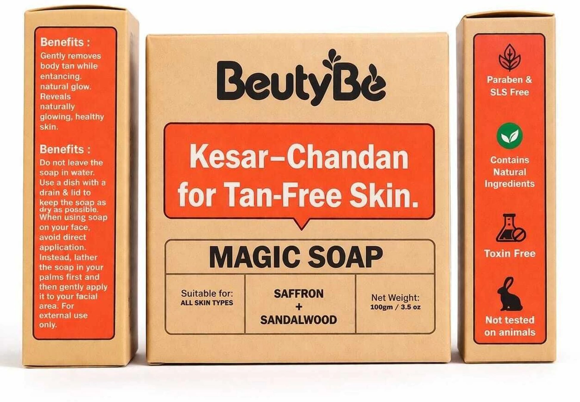 Kesar Chandan Magic Soap — Tan Removal & Skin Brightening (Pack of 3, 300g)