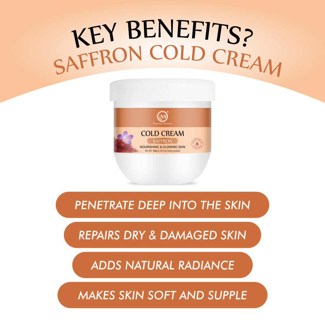 Saffron Cold Cream For Nourishing & Glowing Skin - 200gm