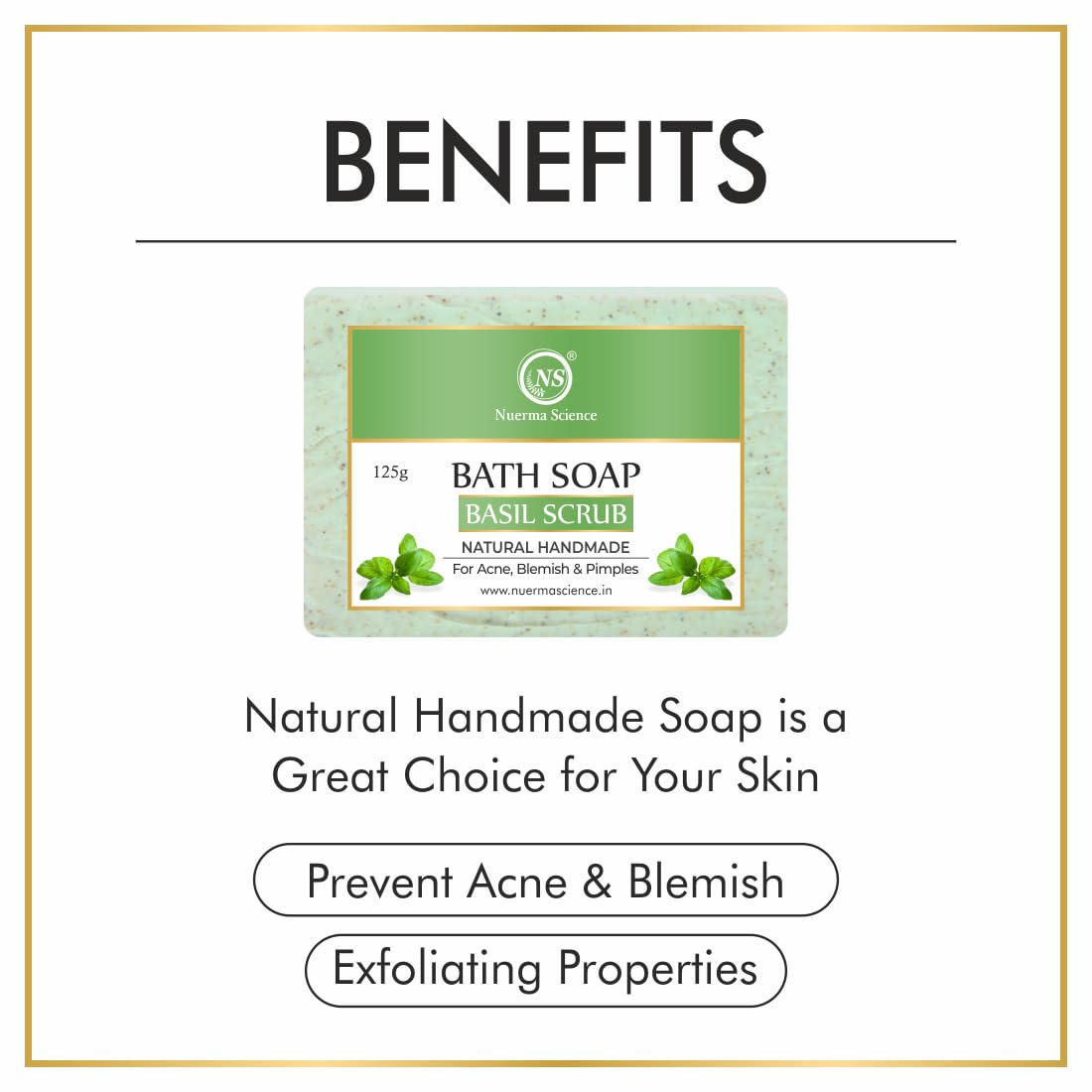 Basil Scrub Bath Soap | For Acne, Blemishes & Pimples Control