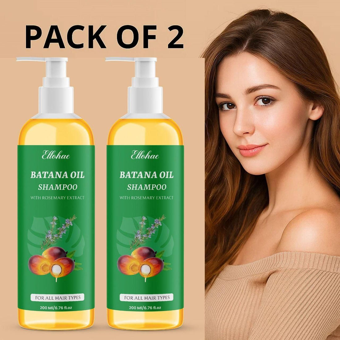 TryOnes BATANA OIL SHAMPOO with Rosemary Extract 400 ml Pack of 2