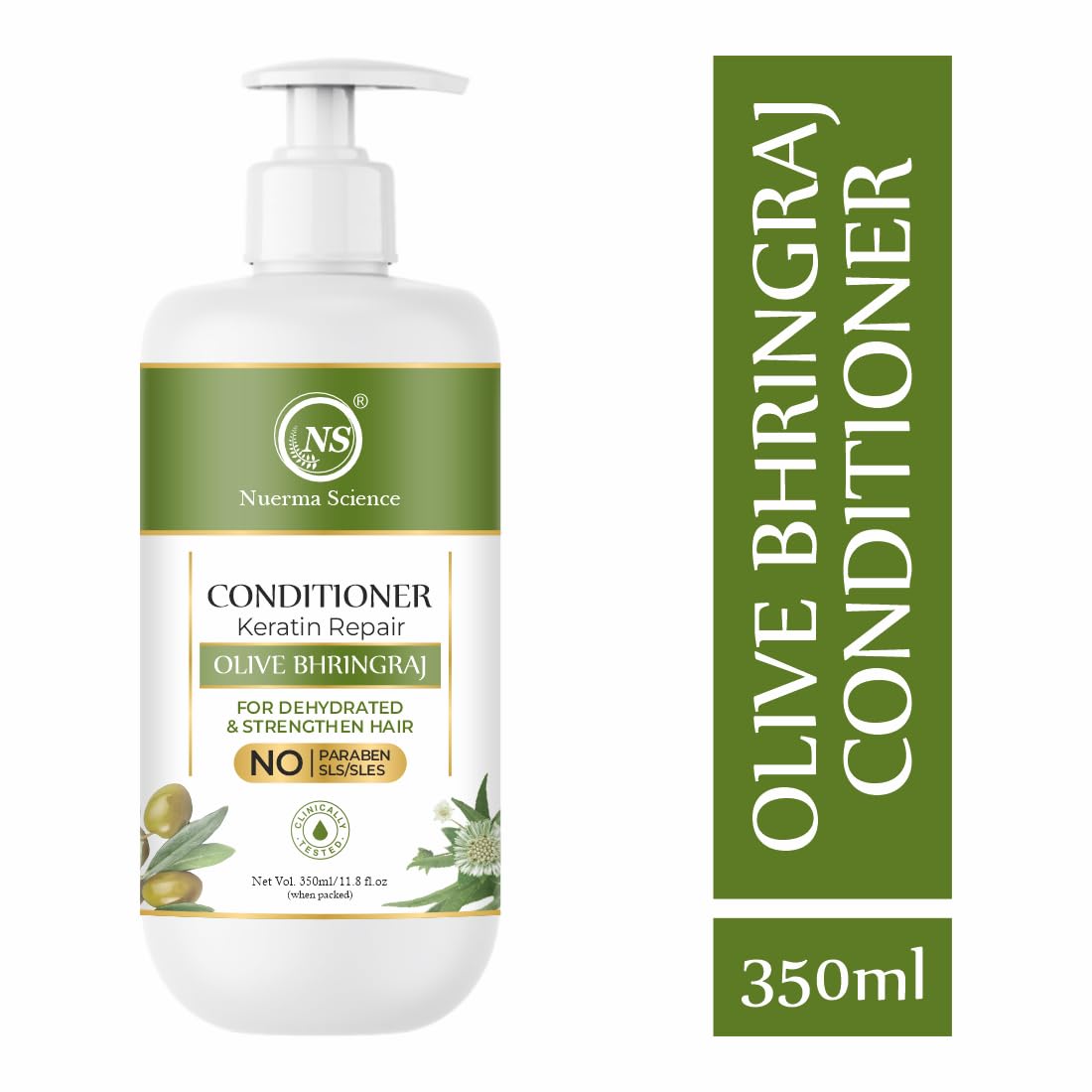 Keratin Repair Olive Bhringraj Hair Conditioner for Dehydrated & Strengthen Hair - 350ml