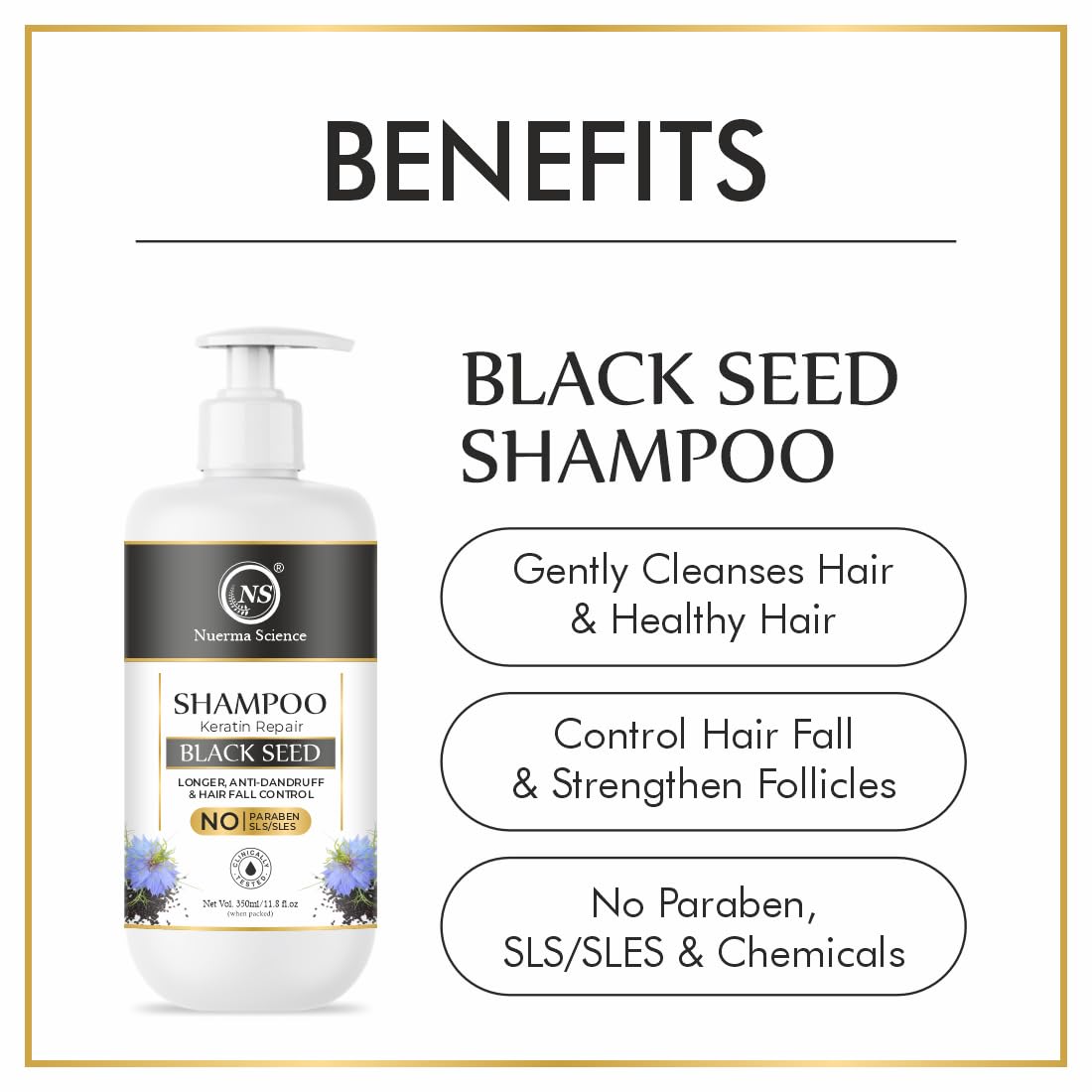 Sulphate Free Keratin Repair Black Seed Shampoo For Keratin Botox and Coloured Hair - 350ml