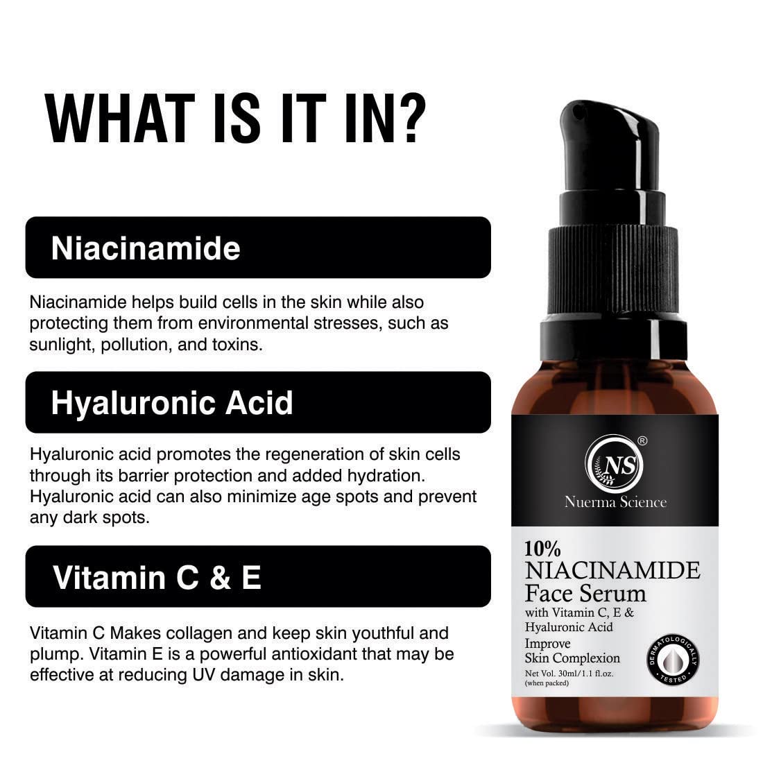 10% Niacinamide Face Serum - 15ml | Plump, Smooth, Radiant Skin