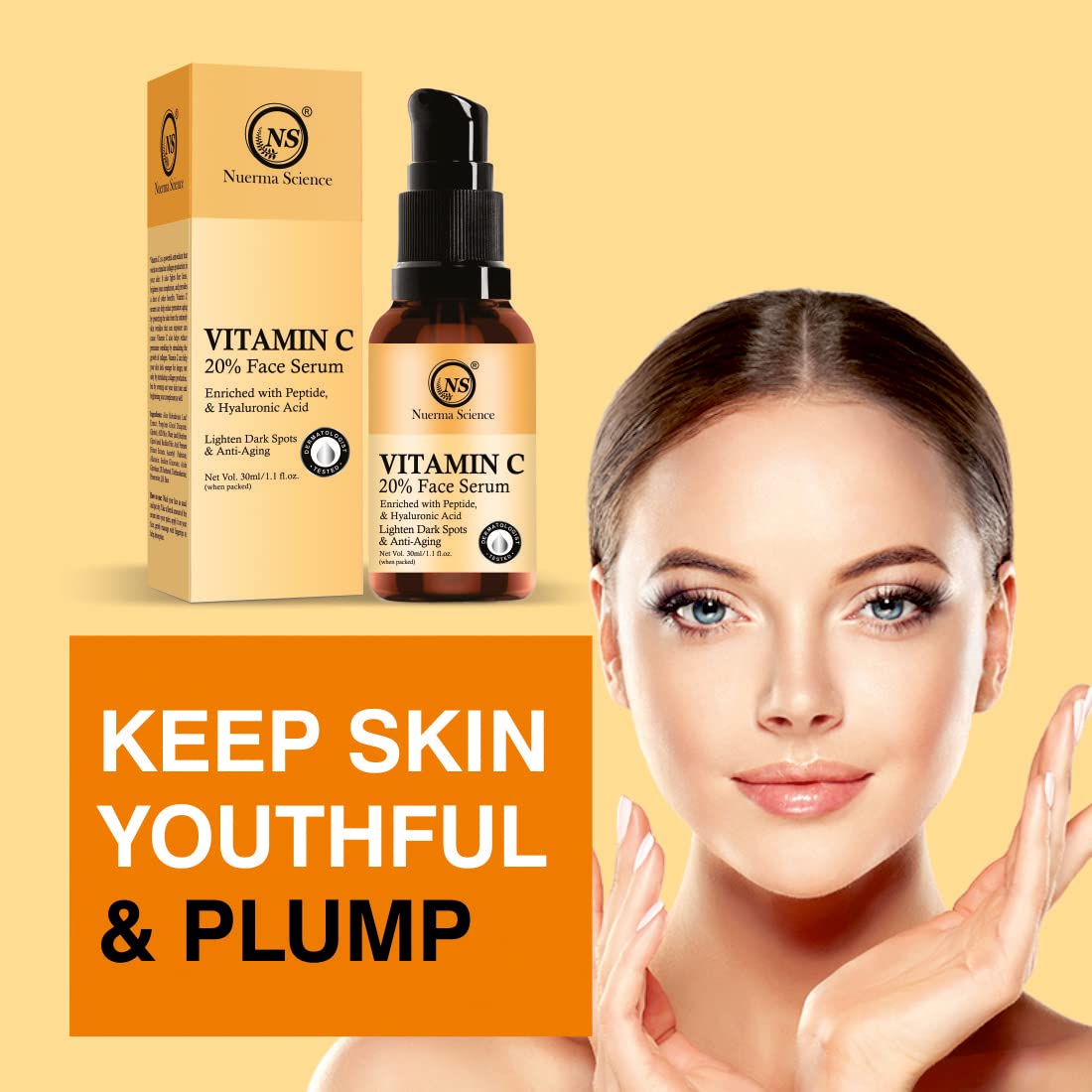 Vitamin C Face Serum 20% with Hyaluronic Acid & Vitamin E — Brightening & Anti-Aging (30ml)